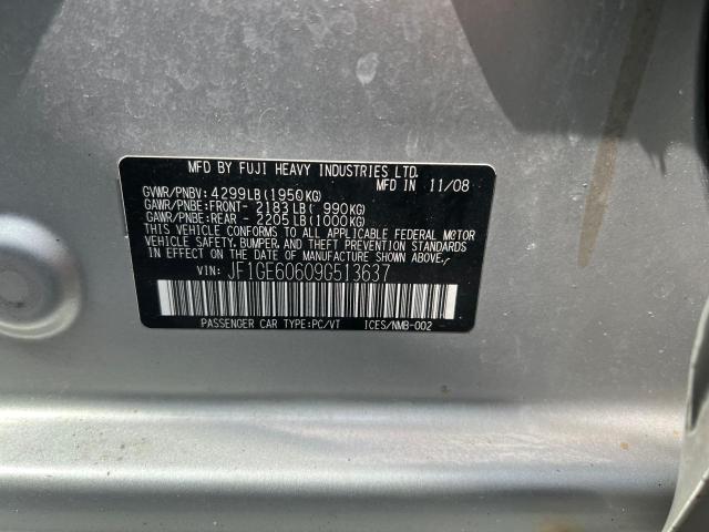 Photo 10 from auction – 2009 SUBARU IMPREZA 2. with VIN JF1GE60609G513637