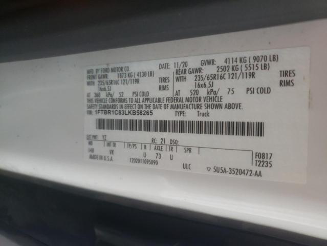 Photo 14 from auction – 2020 FORD TRANSIT T- with VIN 1FTBR1C83LKB58265