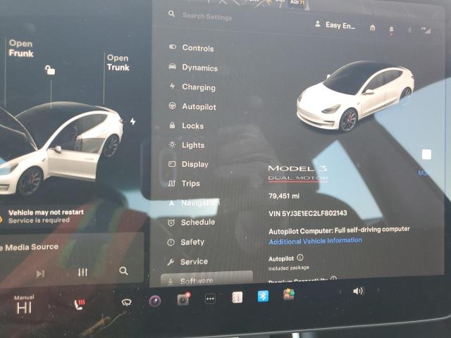 Photo 9 from auction – 2020 TESLA MODEL 3 with VIN 5YJ3E1EC2LF802143