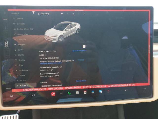 Photo 9 from auction – 2021 TESLA MODEL S with VIN 5YJSA1E56MF454129