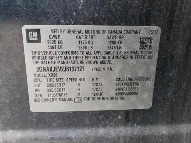 Photo 14 from auction – 2018 CHEVROLET EQUINOX LT with VIN 2GNAXJEV2J6137127