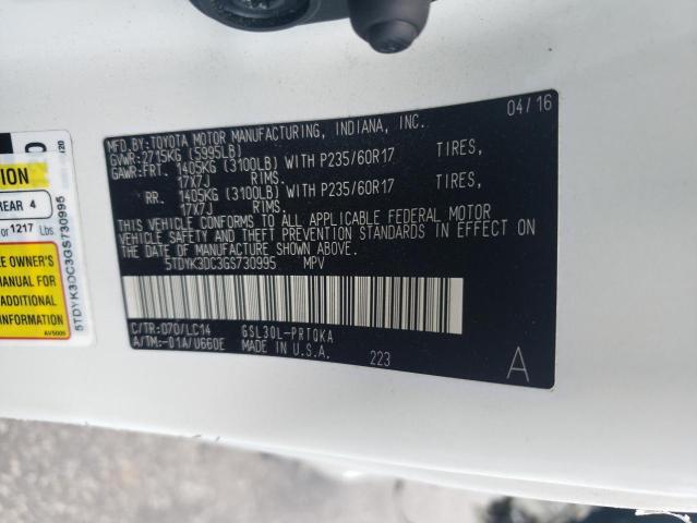 Photo 14 from auction – 2016 TOYOTA SIENNA XLE with VIN 5TDYK3DC3GS730995