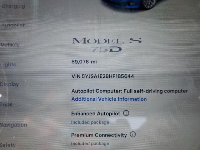 Photo 9 from auction – 2017 TESLA MODEL S with VIN 5YJSA1E28HF185644