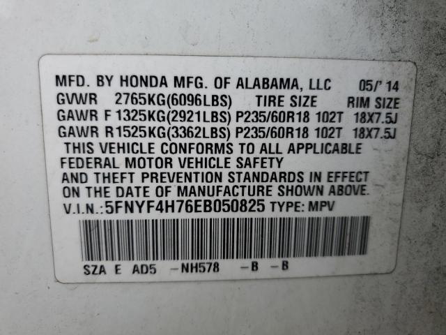 Foto 14 de la subasta – 2014 HONDA PILOT EXLN con VIN 5FNYF4H76EB050825