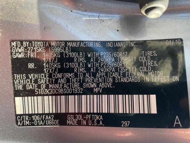 Photo 10 from auction – 2011 TOYOTA SIENNA with VIN 5TDZK3DC9BS001932