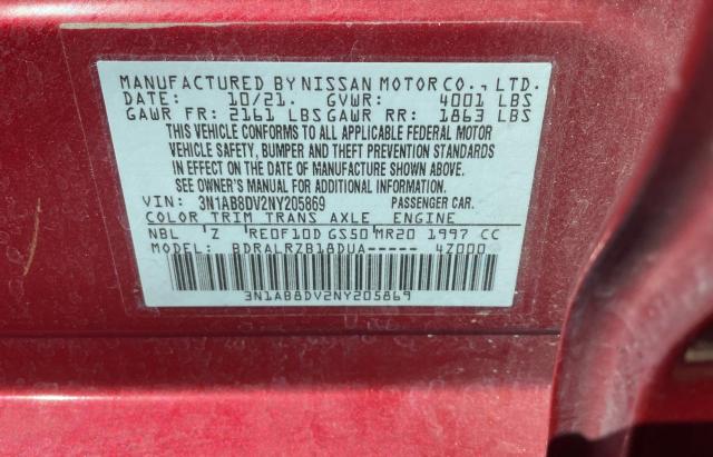 Photo 10 from auction – 2022 NISSAN SENTRA SR with VIN 3N1AB8DV2NY205869
