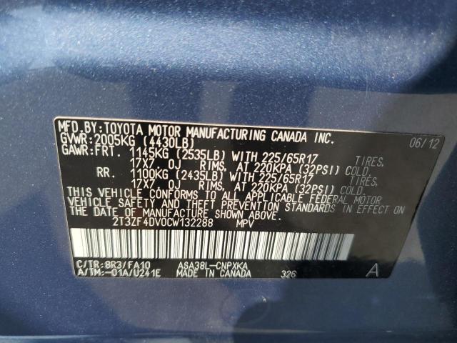 Photo 14 from auction – 2012 TOYOTA RAV4 with VIN 2T3ZF4DV0CW132288