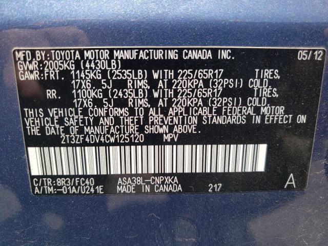 Photo 14 from auction – 2012 TOYOTA RAV4 with VIN 2T3ZF4DV4CW125120