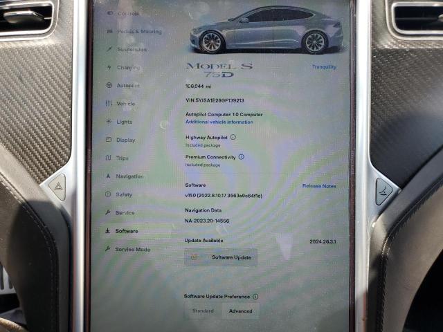 Photo 9 from auction – 2016 TESLA MODEL S with VIN 5YJSA1E26GF139213