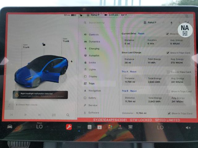 Photo 9 from auction – 2023 TESLA MODEL 3 with VIN 5YJ3E1EA4PF643081