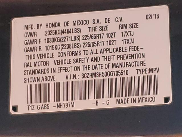 Photo 14 from auction – 2016 HONDA CR-V EX with VIN 3CZRM3H50GG705510