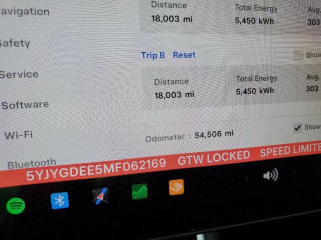 Photo 9 from auction – 2021 TESLA MODEL Y with VIN 5YJYGDEE5MF062169