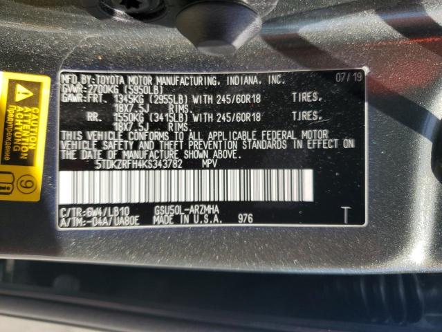 Photo 14 from auction – 2019 TOYOTA HIGHLANDER with VIN 5TDKZRFH4KS343782