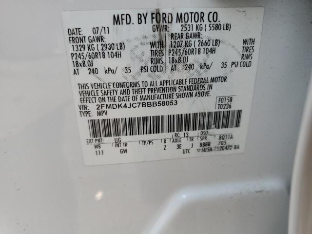 Photo 14 from auction – 2011 FORD EDGE SEL with VIN 2FMDK4JC7BBB58053