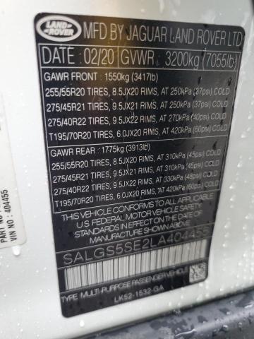 Photo 14 from auction – 2020 LAND ROVER RANGE ROVE with VIN SALGS5SE2LA404455