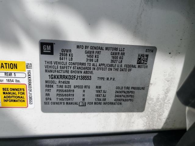 Photo 14 from auction – 2015 GMC ACADIA SLT with VIN 1GKKRRKD2FJ138553