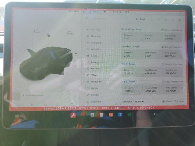 Photo 9 from auction – 2021 TESLA MODEL Y with VIN 5YJYGAED6MF124717