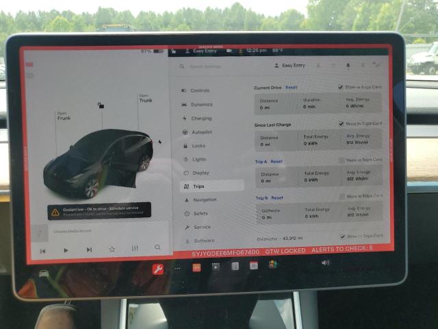 Photo 9 from auction – 2021 TESLA MODEL Y with VIN 5YJYGDEE6MF067400