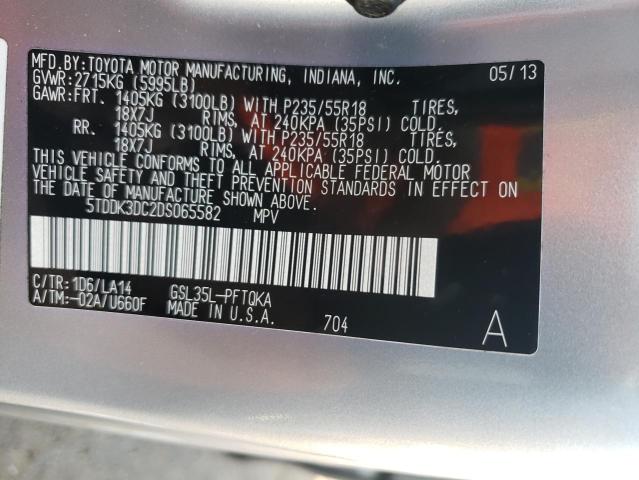 Photo 14 from auction – 2013 TOYOTA SIENNA XLE with VIN 5TDDK3DC2DS065582