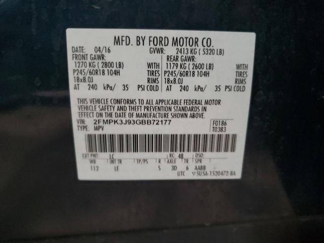 Photo 14 from auction – 2016 FORD EDGE SEL with VIN 2FMPK3J93GBB72177