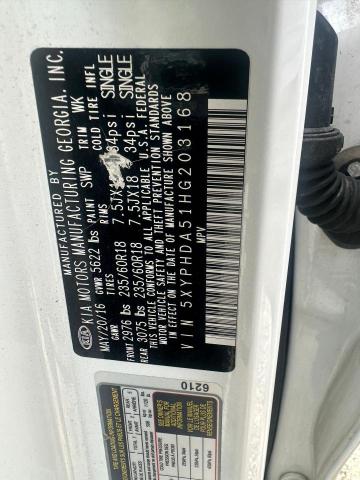 Photo 10 from auction – 2017 KIA SORENTO EX with VIN 5XYPHDA51HG203168