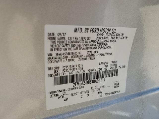 Photo 14 from auction – 2018 FORD FLEX LIMIT with VIN 2FMGK5D88JBA05111