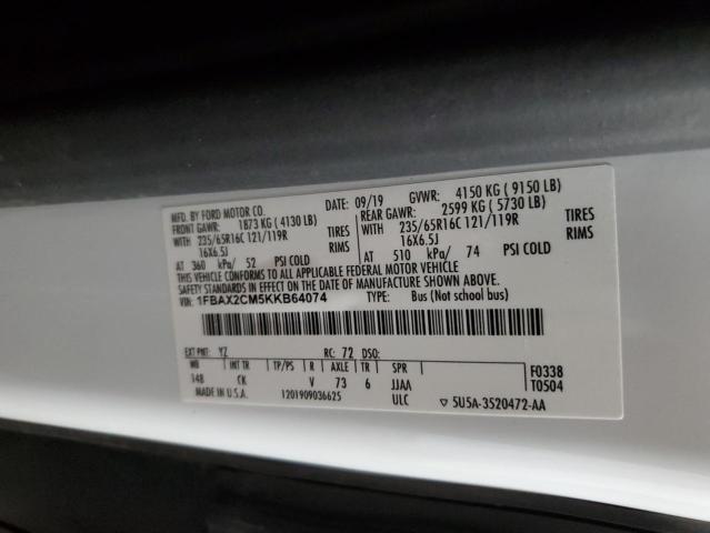 Photo 14 from auction – 2019 FORD TRANSIT with VIN 1FBAX2CM5KKB64074