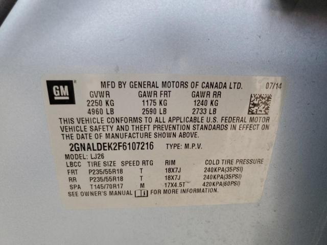 Photo 14 from auction – 2015 CHEVROLET EQUINOX LT with VIN 2GNALDEK2F6107216