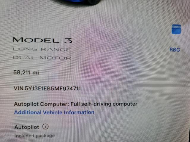 Photo 9 from auction – 2021 TESLA MODEL 3 with VIN 5YJ3E1EB5MF974711