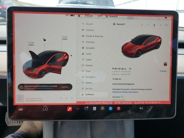 Photo 9 from auction – 2023 TESLA MODEL 3 with VIN 5YJ3E1EB4PF662478