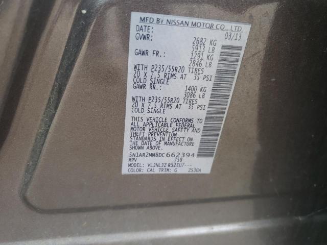 Photo 14 from auction – 2013 NISSAN PATHFINDER with VIN 5N1AR2MM8DC662394