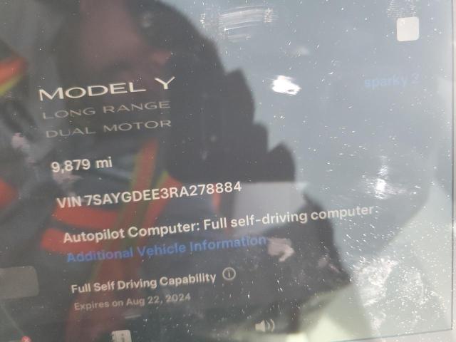 Photo 9 from auction – 2024 TESLA MODEL Y with VIN 7SAYGDEE3RA278884