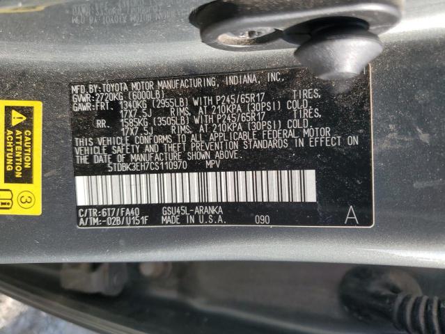 Photo 14 from auction – 2012 TOYOTA HIGHLANDER with VIN 5TDBK3EH7CS110970