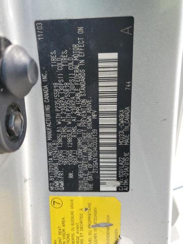 Photo 14 from auction – 2004 LEXUS RX 330 with VIN 2T2GA31U34C003139