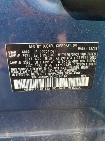 Photo 14 from auction – 2019 SUBARU ASCENT LIM with VIN 4S4WMAPD0K3444196