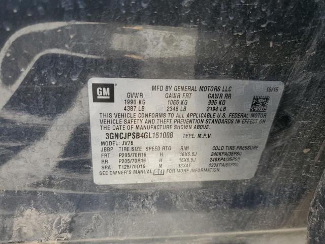 Photo 14 from auction – 2016 CHEVROLET TRAX 1LT with VIN 3GNCJPSB4GL151008