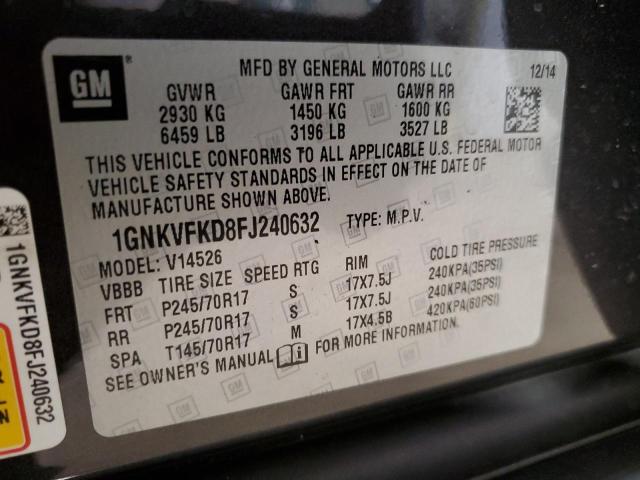 Photo 14 from auction – 2015 CHEVROLET TRAVERSE L with VIN 1GNKVFKD8FJ240632