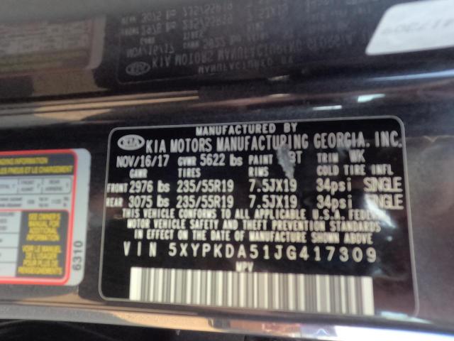 Photo 10 from auction – 2018 KIA SORENTO SX with VIN 5XYPKDA51JG417309