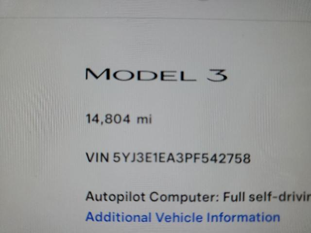 Photo 9 from auction – 2023 TESLA MODEL 3 with VIN 5YJ3E1EA3PF542758