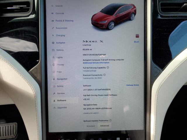 Photo 9 from auction – 2020 TESLA MODEL X with VIN 5YJXCAE28LF240098