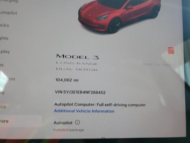 Photo 9 from auction – 2022 TESLA MODEL 3 with VIN 5YJ3E1EB4NF288452