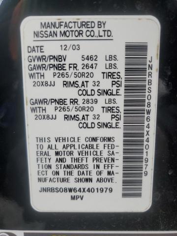 Photo 14 from auction – 2004 INFINITI EX35 with VIN JNRBS08W64X401979