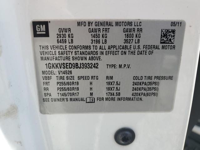 Photo 14 from auction – 2011 GMC ACADIA SLT with VIN 1GKKVSED9BJ393242