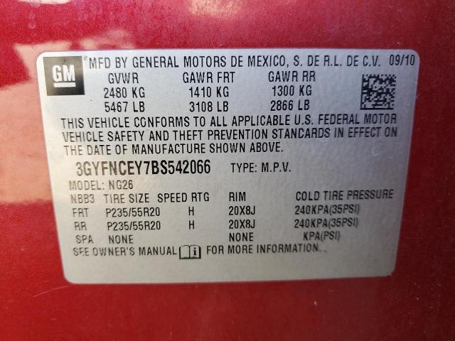 Photo 14 from auction – 2011 CADILLAC SRX PREMIU with VIN 3GYFNCEY7BS542066