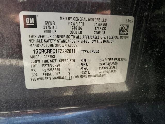 Photo 14 from auction – 2015 CHEVROLET SILVERADO with VIN 1GCRCREC1FZ292011