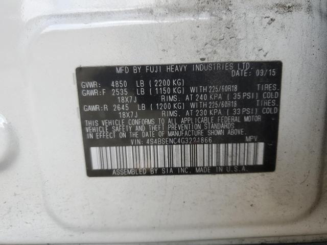 Photo 14 from auction – 2016 SUBARU OUTBACK 3. with VIN 4S4BSENC4G3221866