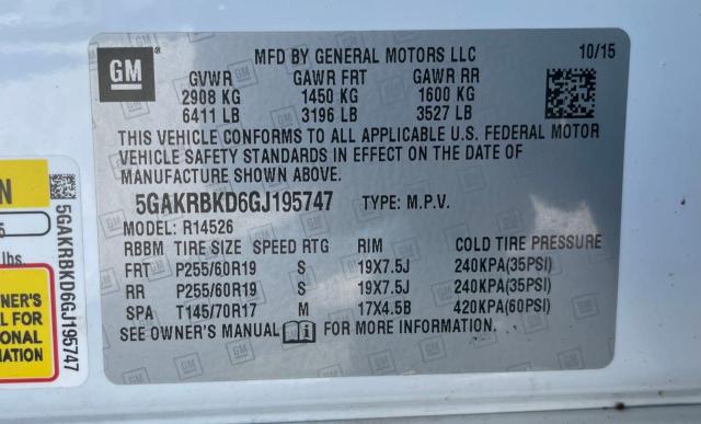 Photo 10 from auction – 2016 BUICK ENCLAVE with VIN 5GAKRBKD6GJ195747