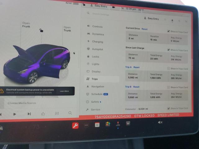 Photo 9 from auction – 2024 TESLA MODEL Y with VIN 7SAYGDEE8RA254290