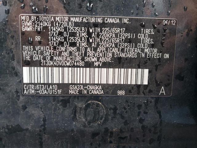 Photo 14 from auction – 2012 TOYOTA RAV4 LIMIT with VIN 2T3DK4DV0CW074480