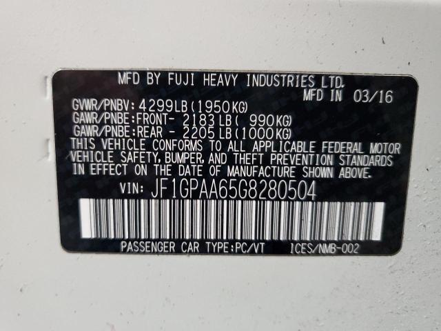 Photo 14 from auction – 2016 SUBARU IMPREZA with VIN JF1GPAA65G8280504